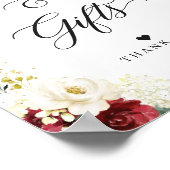 Burgundy Red White Floral-Kaarten en cadeaubonzen Poster (Hoek)