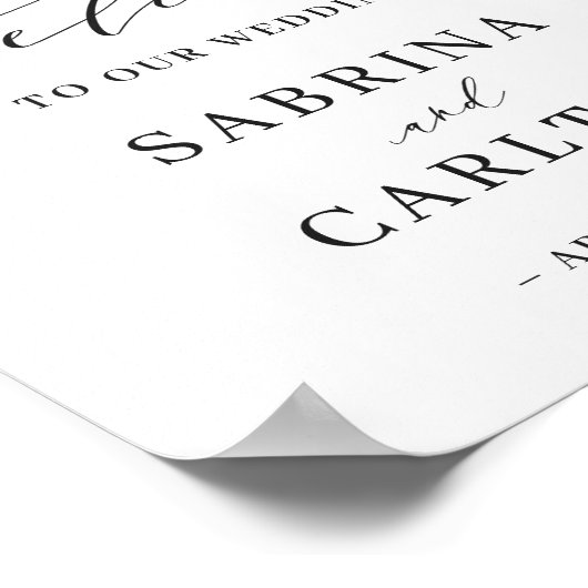 Burgundy Red White Floral Wedal Welcome Sign Poster (Hoek)