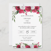 Burgundy Red White Floral Weddenschap Kaart (Voorkant)