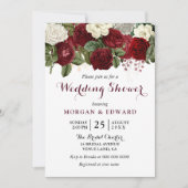 Burgundy Red White Floral Wedding Couples Shower Kaart (Voorkant)