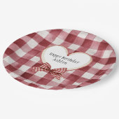 Burgundy Red White Heart Ribbon Birthday Papieren Bordje (Gekanteld)