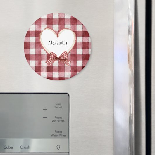 Burgundy Red White Heart Ribbon Valentine's Day Magneet (Insitu (Koelkast))