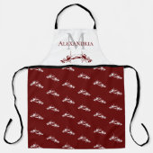 Burgundy Red White Monogram Name Lobster Pattern Schort (Voorkant)
