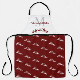 Burgundy Red White Monogram Name Lobster Pattern Schort