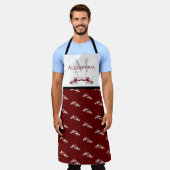 Burgundy Red White Monogram Name Lobster Pattern Schort (Gedragen)