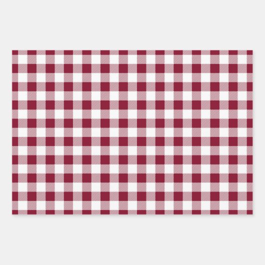 Burgundy Red White Pattern Inpakpapier Vel (Voorkant 2)