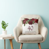 Burgundy Red White Rose 40th Wedding Jubileum Kussen (Stoel)
