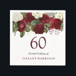 Burgundy Red White Rose 60th Birthday Party Servet<br><div class="desc">Burgundy Red White Rose 60th Birthday Party Napkin Zie bijbehorend collectie in Niche en Nest Store</div>