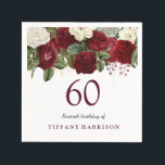 Burgundy Red White Rose 60th Birthday Party Servet<br><div class="desc">Burgundy Red White Rose 60th Birthday Party Napkin Zie bijbehorend collectie in Niche en Nest Store</div>