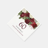Burgundy Red White Rose 60th Birthday Party Servet (Hoek)