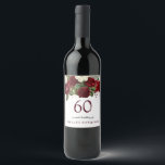 Burgundy Red White Rose 60th Birthday Party Wijn Etiket<br><div class="desc">Burgundy Red White Rose 60th Birthday Party Wine Label Zie bijbehorend Collectie in winkel</div>