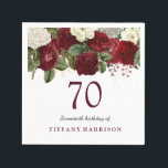 Burgundy Red White Rose 70th Birthday Party Servet<br><div class="desc">Burgundy Red White Rose 70th Birthday Party Napkin Bekijk passend collectie in Niche en Nest Store</div>