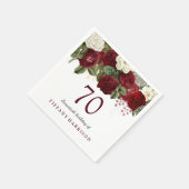 Burgundy Red White Rose 70th Birthday Party Servet (Hoek)