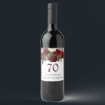 Burgundy Red White Rose 70th Birthday Party Wijn Etiket<br><div class="desc">Burgundy Red White Rose 70th Birthday Party Wine Label Zie bijbehorend Collectie in winkel</div>