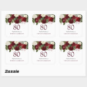 Burgundy Red White Rose 80e verjaardag Sticker (Vel)