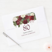 Burgundy Red White Rose 80e verjaardag Sticker (Envelop)