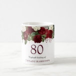 Burgundy Red White Rose 80th Birthday Favor Gift Koffiemok<br><div class="desc">Burgundy Red White Rose 80th Birthday Favor Gift Geef gasten op je verjaardagsfeest om de speciale gelegenheid te onthouden Kan ook als cadeau worden gebruikt</div>