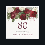 Burgundy Red White Rose 80th Birthday Party Servet<br><div class="desc">Burgundy Red White Rose 80th Birthday Party Napkin Zie bijbehorend collectie in Niche en Nest Store</div>