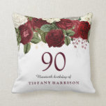 Burgundy Red White Rose 90th Birthday Gift Kussen<br><div class="desc">Burgundy Red White Rose 90th Birthday Gift Pillow Bekijk de uitnodiging en het collectie in Niche en Nest Store</div>