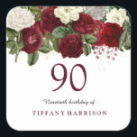 Burgundy Red White Rose 90th Birthday Sticker<br><div class="desc">Burgundy Red White Rose 90th Birthday Sticker Zie bijbehorend collectie in Niche en Nest Store</div>