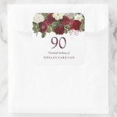 Burgundy Red White Rose 90th Birthday Sticker (Tas)