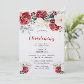 Burgundy Red White Shimmer Christening Baptisme Kaart (Staand voorkant)