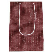 Burgundy Red White Stripes Black Faux Lace Heart  Medium Cadeauzakje (Achterkant)