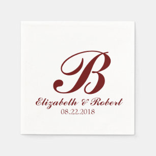 Burgundy Red White Weduwmonogram Servet