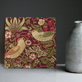 Burgundy Red William Morris Strawberry Thief Tegeltje