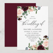 Burgundy Red Wine & Blush Modern Weddenschap Kaart (Voorkant / Achterkant)