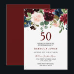 Burgundy Red Wine Floral 50th Birthday Invite Kaart<br><div class="desc">Burgundy Red Wine Floral 50th Birthday Invite Zie bijbehorend collectie in Niche en Nest Store We hebben ook veel andere uitnodigingen en collecties.</div>