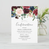 Burgundy Red Wine Floral-bevestiging Kaart (Staand voorkant)