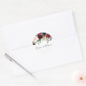 Burgundy Red Wine Floral Wedding Engagement Party Ronde Sticker (Envelop)
