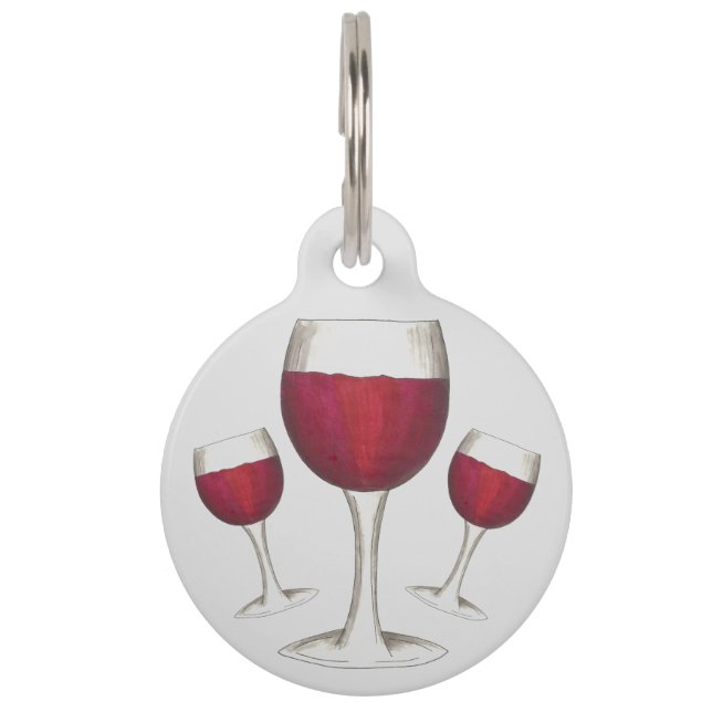 Burgundy Red Wine Glass Merlot Cabernet Huisdierpenning (Voorkant)