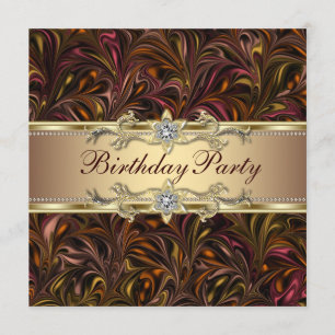 Burgundy Red Wine Gold Birthday Party Invitation Kaart