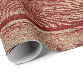 Burgundy Red Wine Gold Wood Shabby Foxier Cadeaupapier