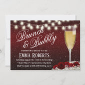 Burgundy Red Wine Modern Bridal Brunch & Bubble Kaart (Voorkant)