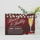 Burgundy Red Wine Modern Bridal Brunch & Bubble Kaart (Staand voorkant)