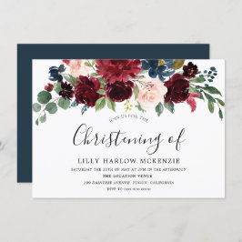 Burgundy Red Wine Modern Christening Uitnodiging