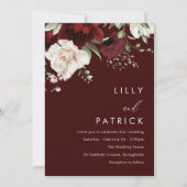 Burgundy Red Wine Modern Elegant Wedding Kaart (Voorkant)