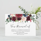 Burgundy Red Wine Modern Vow Renewal Invite Kaart (Staand voorkant)
