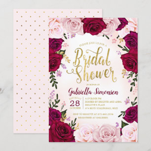 Burgundy Red Wine Pink Roses Vrijgezellenfeest Kaart