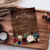 Burgundy Red Wine Rustic Wood Weddenschap Kaart