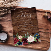 Burgundy Red Wine Rustic Wood Weddenschap