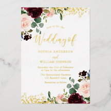 Burgundy Red Wine Wedding Golden Sparkle