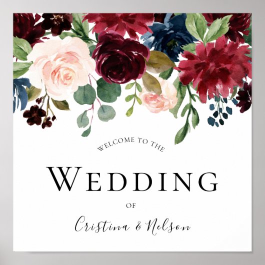 Burgundy Red Wine Welkom bij het gebarentaal Poster (Voorkant)