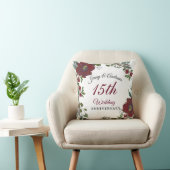 Burgundy Red Wreath 15th Wedding Jubileum Gift Kussen (Stoel)