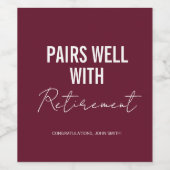 Burgundy Retirement Wine Label Wijn Etiket (Enkel label)