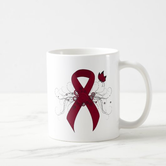 Burgundy Ribbon met Butterfly Koffiemok (Rechts)