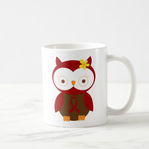 Burgundy Ribbon Owl Awareness Koffiemok